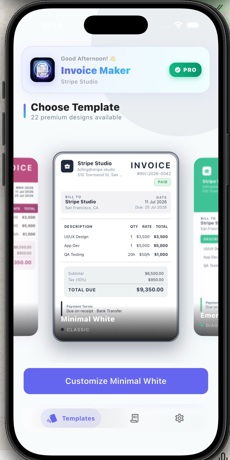 Choose from 100+ premium invoice templates